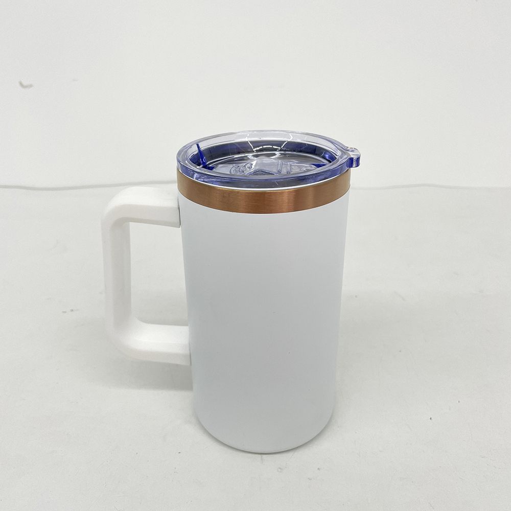 20 Pack YIPAI USA Warehouse Copper Underneath Powder Coated 20oz Coffee Mugs with Removable Plastic Handle for Laser Engraving