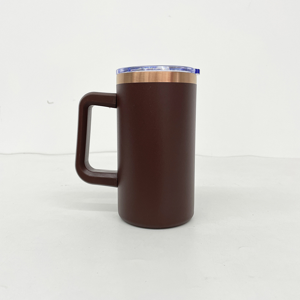 20 Pack YIPAI USA Warehouse Copper Underneath Powder Coated 20oz Coffee Mugs with Removable Plastic Handle for Laser Engraving
