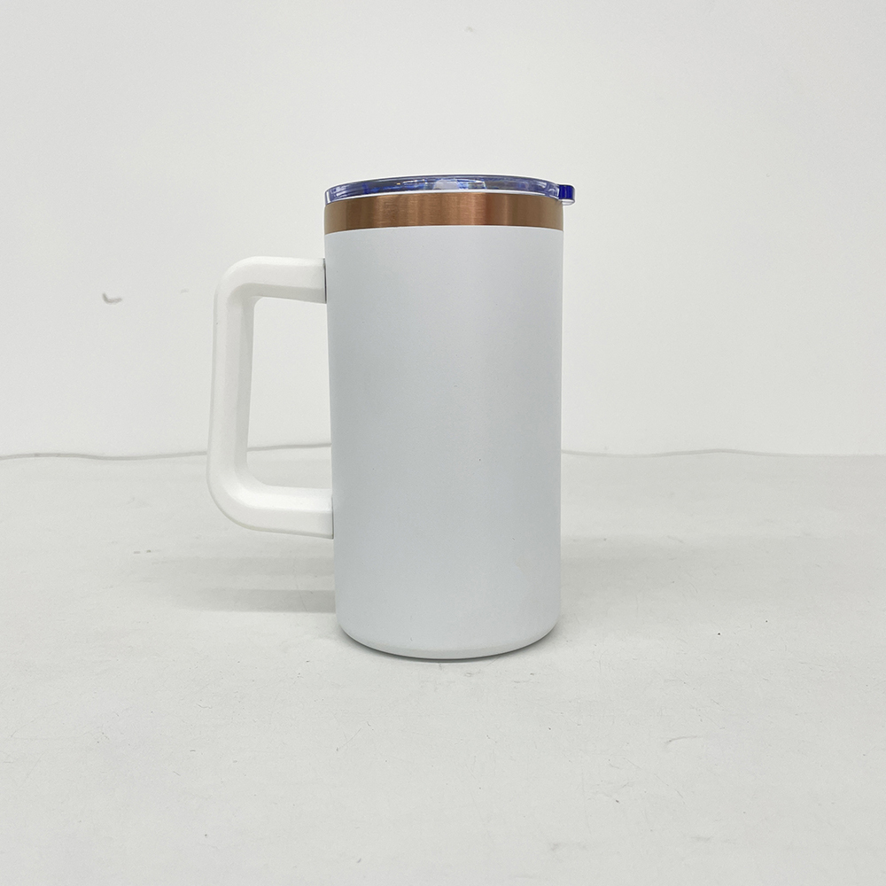 20 Pack YIPAI USA Warehouse Copper Underneath Powder Coated 20oz Coffee Mugs with Removable Plastic Handle for Laser Engraving