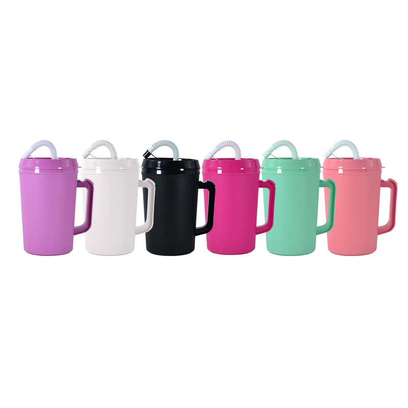 24 Pack YIPAI China Warehouse Double Wall Hip Sips Mega Mugs 34oz Glitter Plastic Water Bottle for UV DTF Wraps