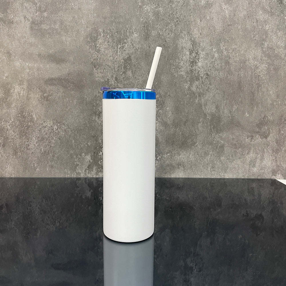 25 Pack YIPAI USA Warehouse 20oz Mirror Blue underneath Powder Coated Stainless Steel Straight Skinny Tumblers for Laser Engraving