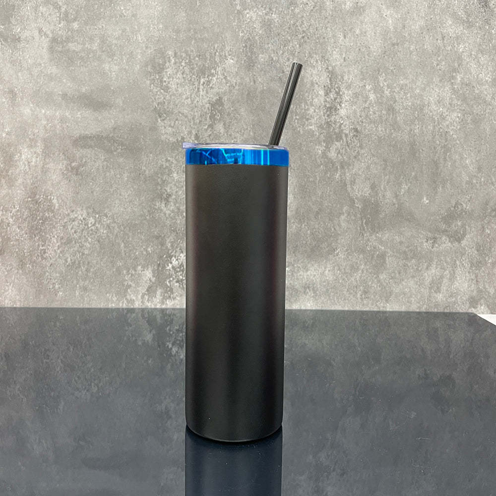25 Pack YIPAI USA Warehouse 20oz Mirror Blue underneath Powder Coated Stainless Steel Straight Skinny Tumblers for Laser Engraving
