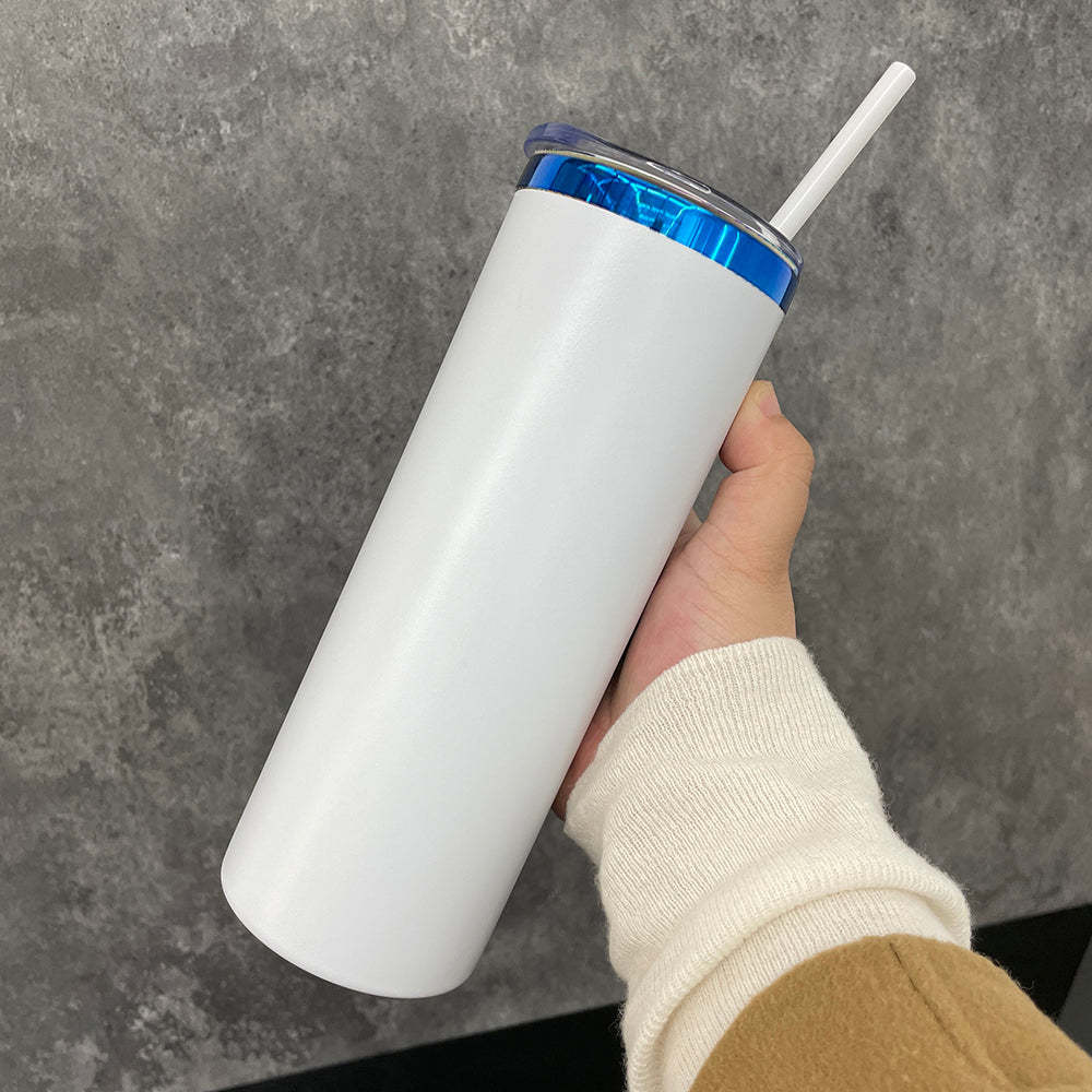 25 Pack YIPAI USA Warehouse 20oz Mirror Blue underneath Powder Coated Stainless Steel Straight Skinny Tumblers for Laser Engraving