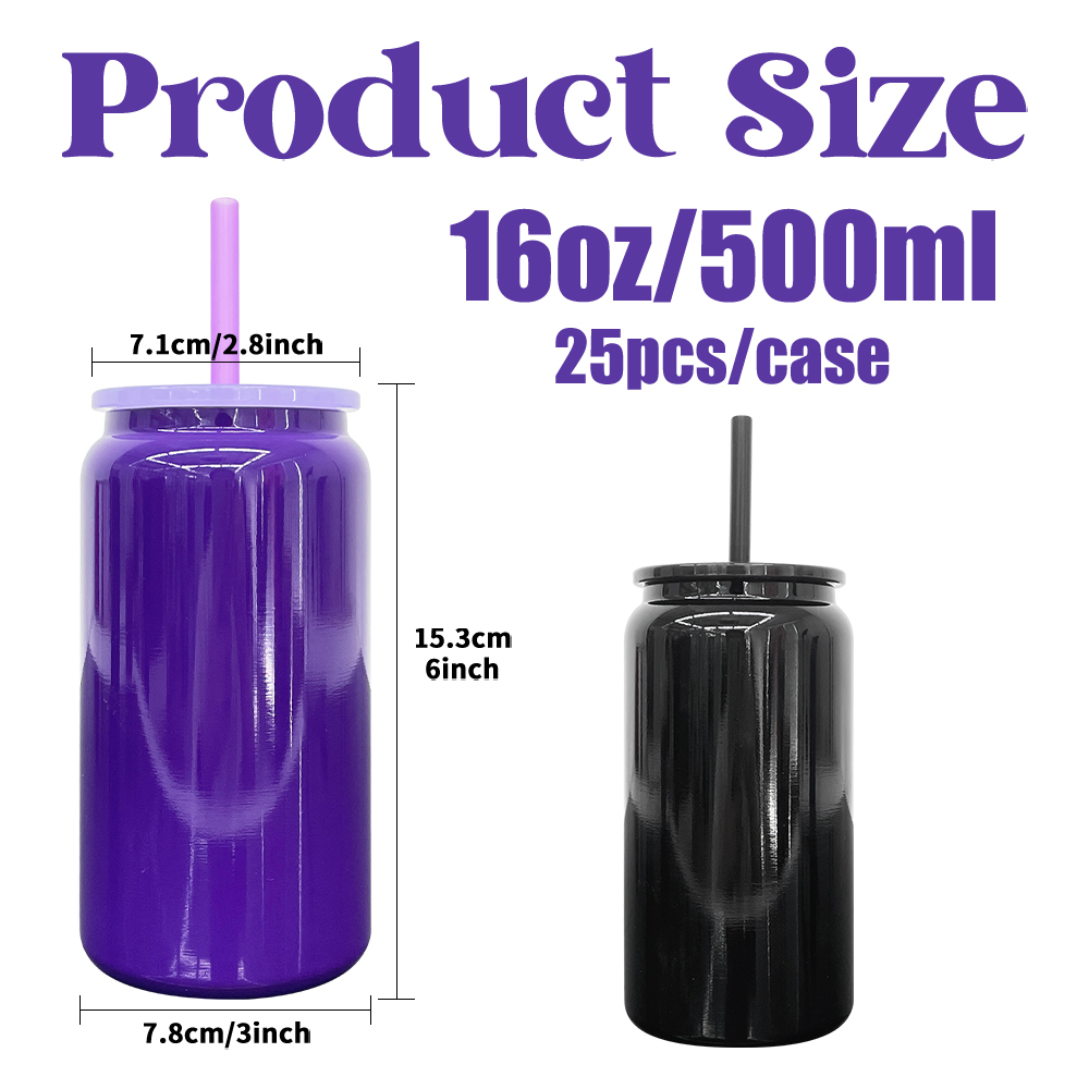 25 Pack YIPAI China Warehouse Blank Sublimation Halloween Purple and Black 16oz Stainless Steel Can for UV DTF Wraps