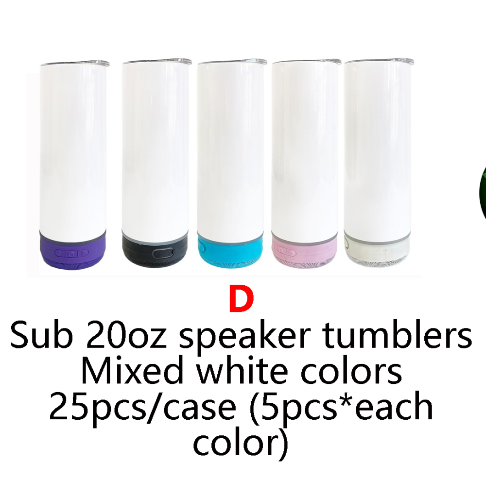 25 Pack YIPAI USA Warehouse 20oz Blank Sublimation Straight Music Player Bluetooth Speaker Tumbler
