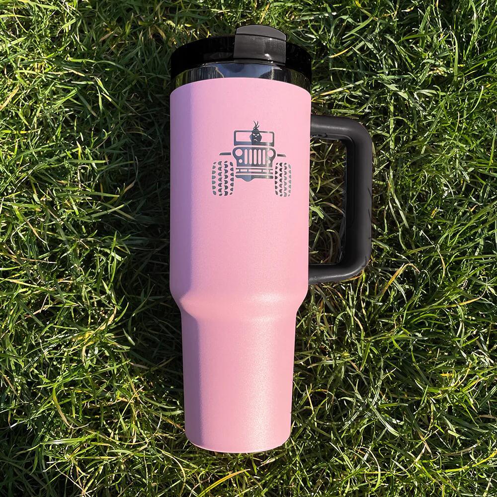 20 Pack USA Warehouse Pink Color 40oz Black Mirror Quencher Tumblers with Handle for Laser Engraving