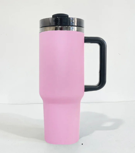 20 Pack USA Warehouse Pink Color 40oz Black Mirror Quencher Tumblers with Handle for Laser Engraving