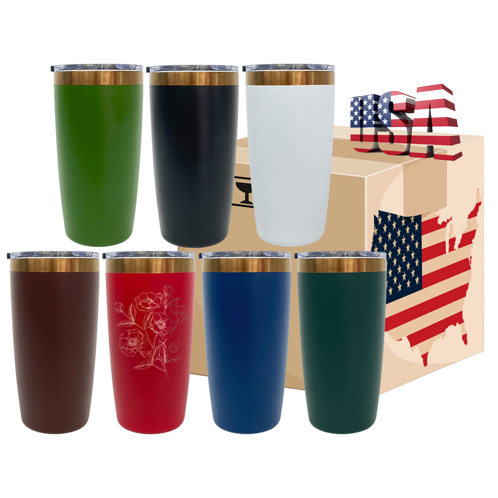 20 Pack YIPAI China Warehouse Mini Size Copper Underneath 10oz Coffee Mugs with Magnetic Lids for Laser Engraving