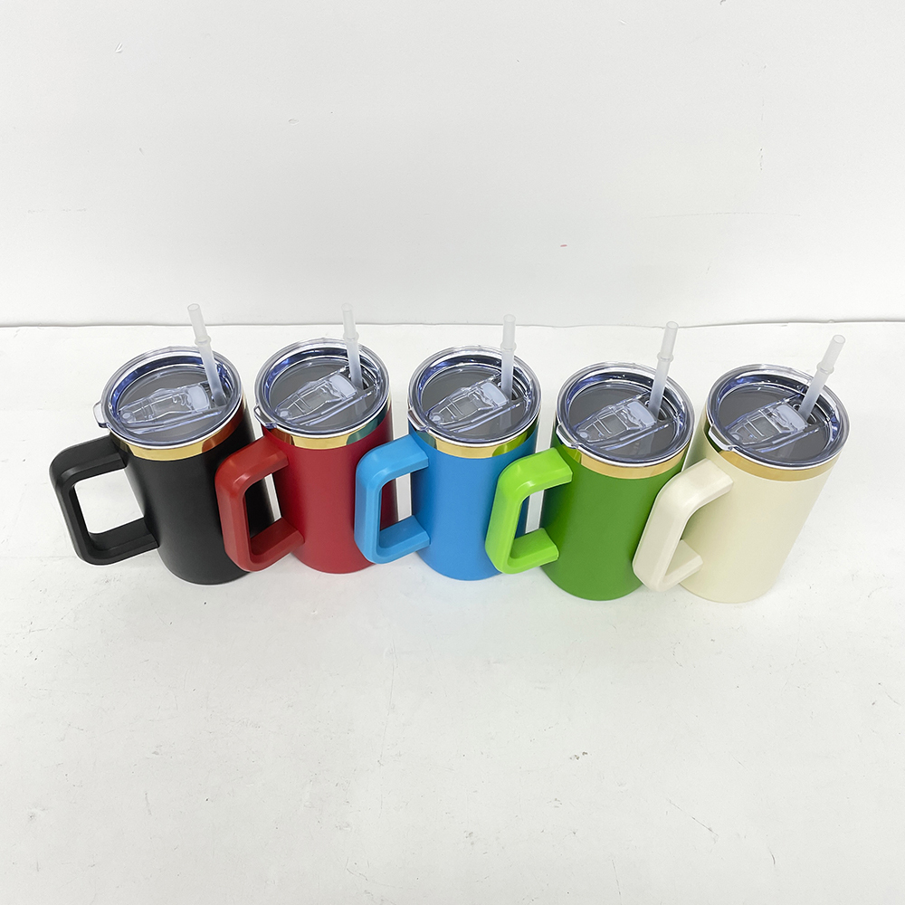 20 Pack YIPAI China Warehouse Christmas Mirror Gold Plating Powder Coated 20oz Coffee Mugs with Removable Plastic Handle for Laser Engraving