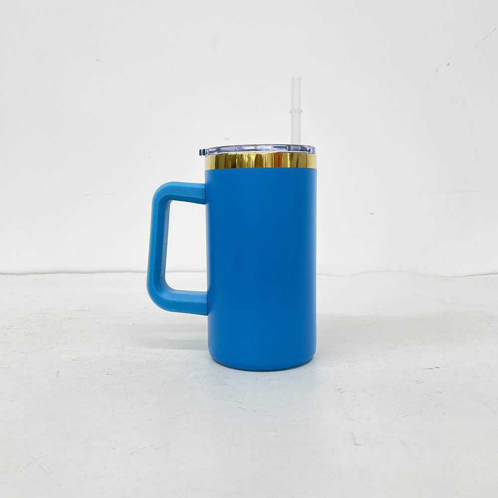 20 Pack YIPAI China Warehouse Christmas Mirror Gold Plating Powder Coated 20oz Coffee Mugs with Removable Plastic Handle for Laser Engraving