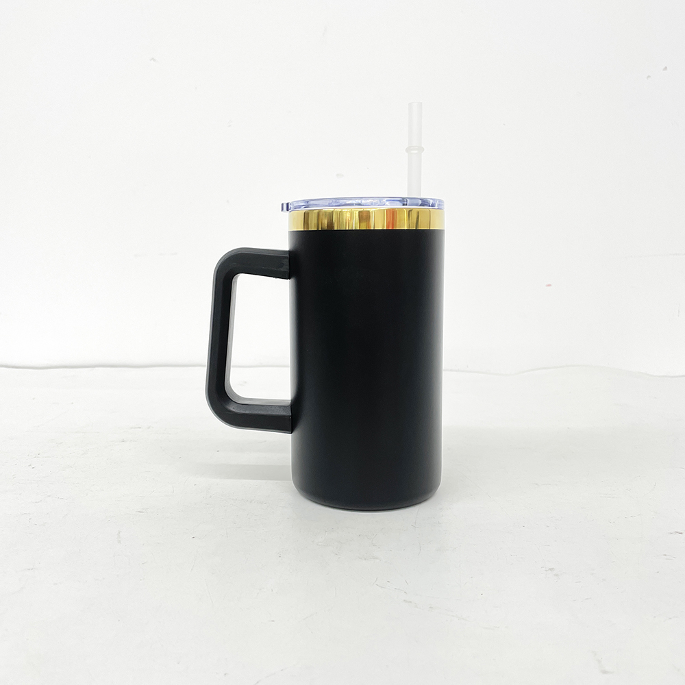20 Pack YIPAI China Warehouse Christmas Mirror Gold Plating Powder Coated 20oz Coffee Mugs with Removable Plastic Handle for Laser Engraving