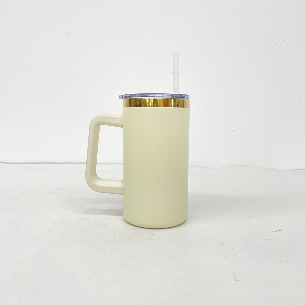 20 Pack YIPAI China Warehouse Christmas Mirror Gold Plating Powder Coated 20oz Coffee Mugs with Removable Plastic Handle for Laser Engraving