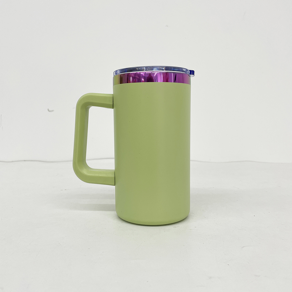 20 Pack YIPAI China Warehouse Mirror Rainbow Underneath Powder Coated 20oz Coffee Mugs with Removable Plastic Handle for Laser Engraving