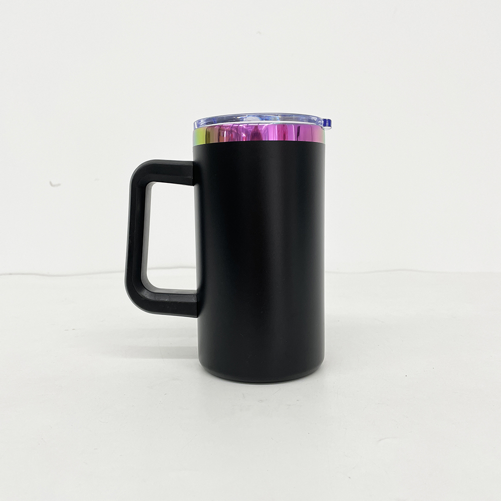 20 Pack YIPAI China Warehouse Mirror Rainbow Underneath Powder Coated 20oz Coffee Mugs with Removable Plastic Handle for Laser Engraving