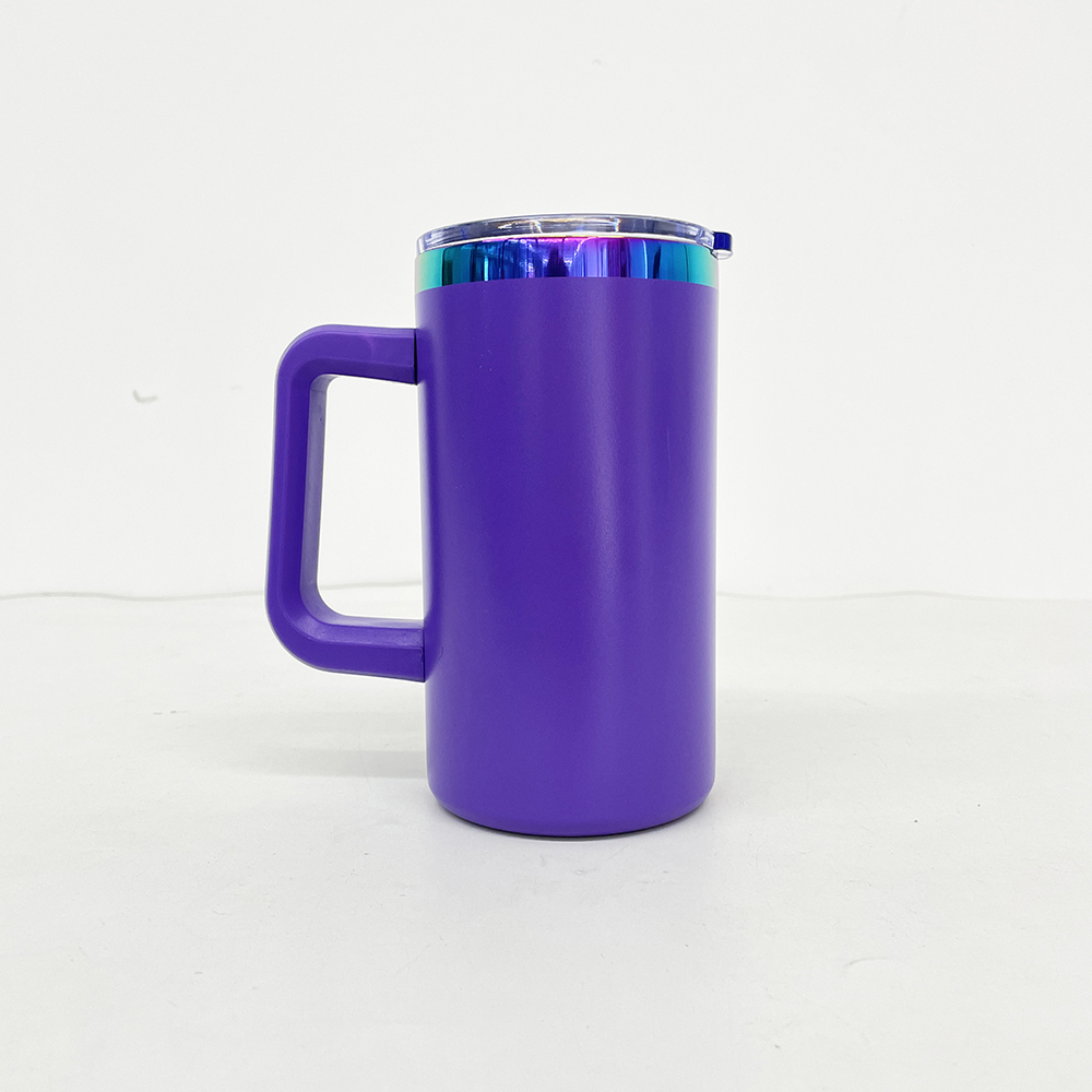 20 Pack YIPAI China Warehouse Mirror Rainbow Underneath Powder Coated 20oz Coffee Mugs with Removable Plastic Handle for Laser Engraving