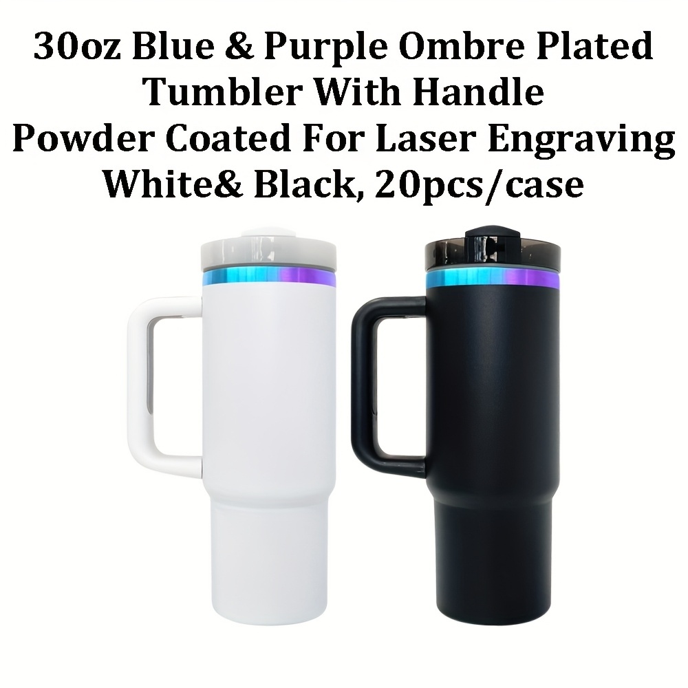 20 Pack YIPAI USA Warehouse White Black Chroma Quencher H2.0 Powder Coat 30oz Blue-Purple Plated Tumbler with Handle for Laser Engraving
