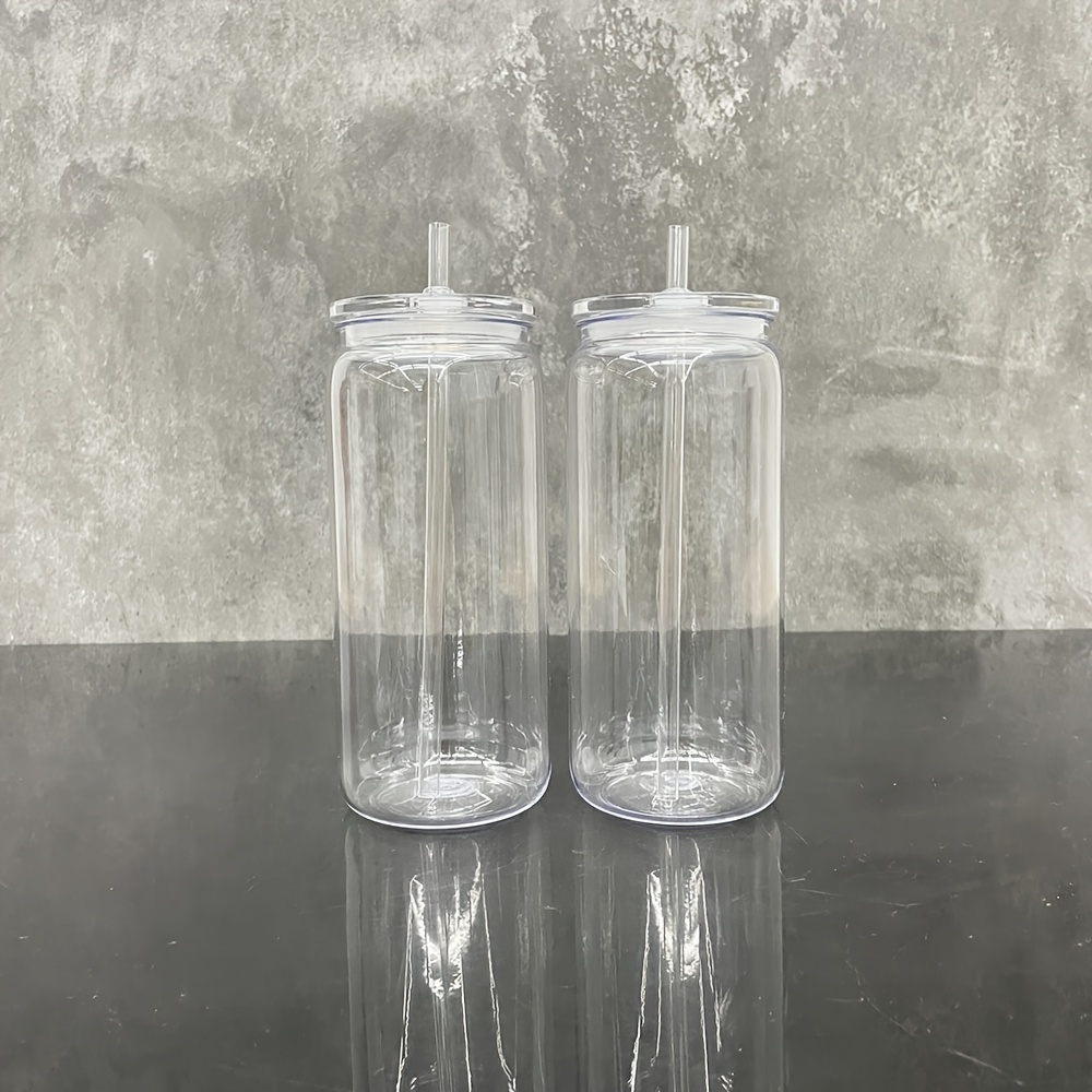 10PACK/25PACK YIPAI USA Warehouse 20oz Can Shaped Clear Transparent Plastic Can Cups With Lid With Straw For Uv Dtf Wrap