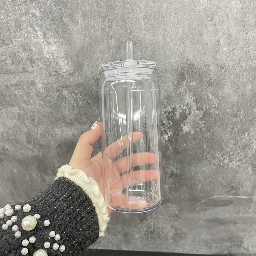 10PACK/25PACK YIPAI USA Warehouse 20oz Can Shaped Clear Transparent Plastic Can Cups With Lid With Straw For Uv Dtf Wrap