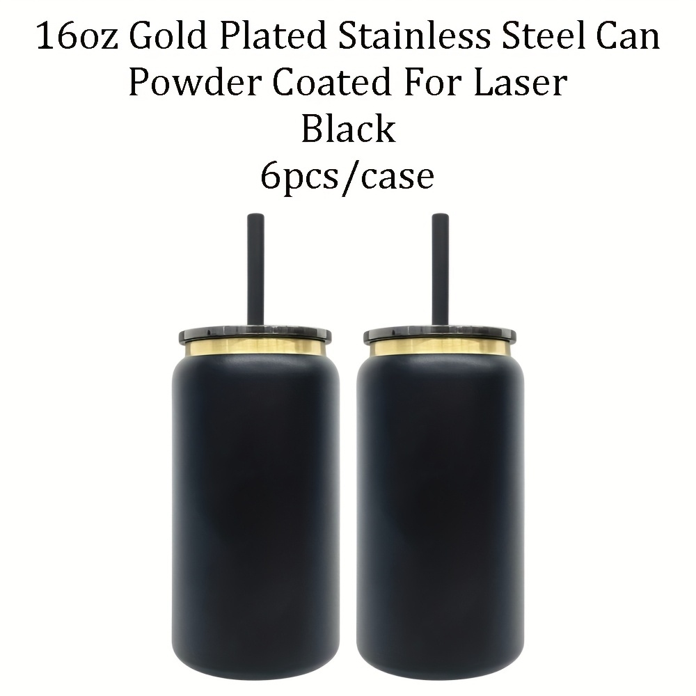 6PACK/12PACK YIPAI USA Warehouse Gold Plated Underneath Powder Coated Colored Stainless Steel Vacuum Insulated Double Walled 16oz Soda Beer Can Tumbler Cups For Laser Engraving