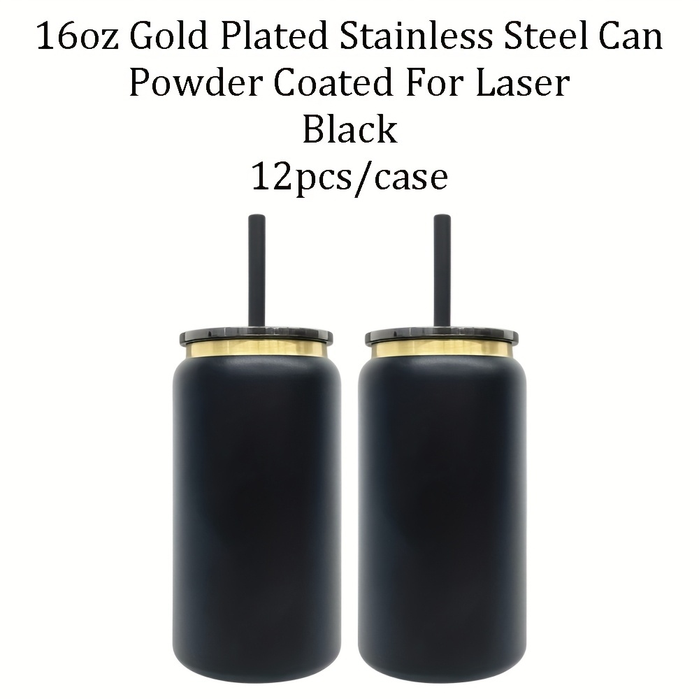 6PACK/12PACK YIPAI USA Warehouse Gold Plated Underneath Powder Coated Colored Stainless Steel Vacuum Insulated Double Walled 16oz Soda Beer Can Tumbler Cups For Laser Engraving
