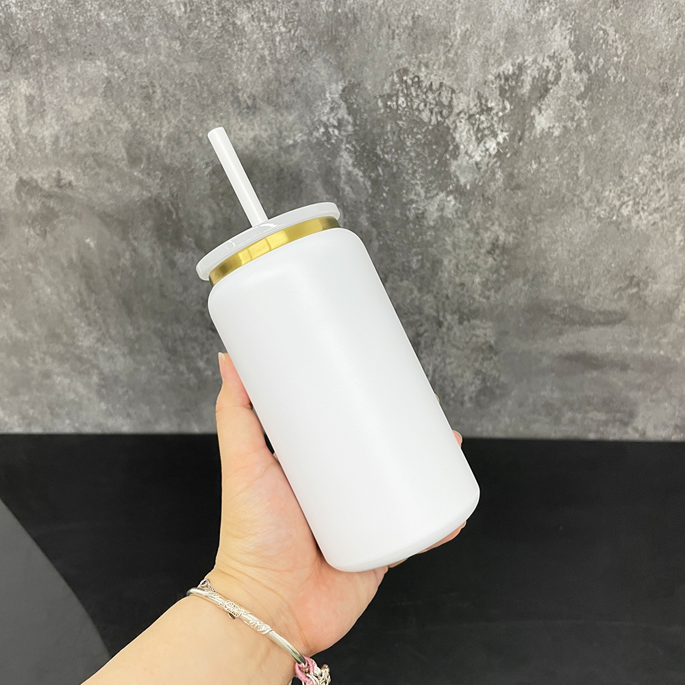 25 Pack YIPAI USA Warehouse 16oz Gold Underneath Vacuum Insulated Stainless Steel Can Cute Pudding Color Metal Cups for Laser Engraving