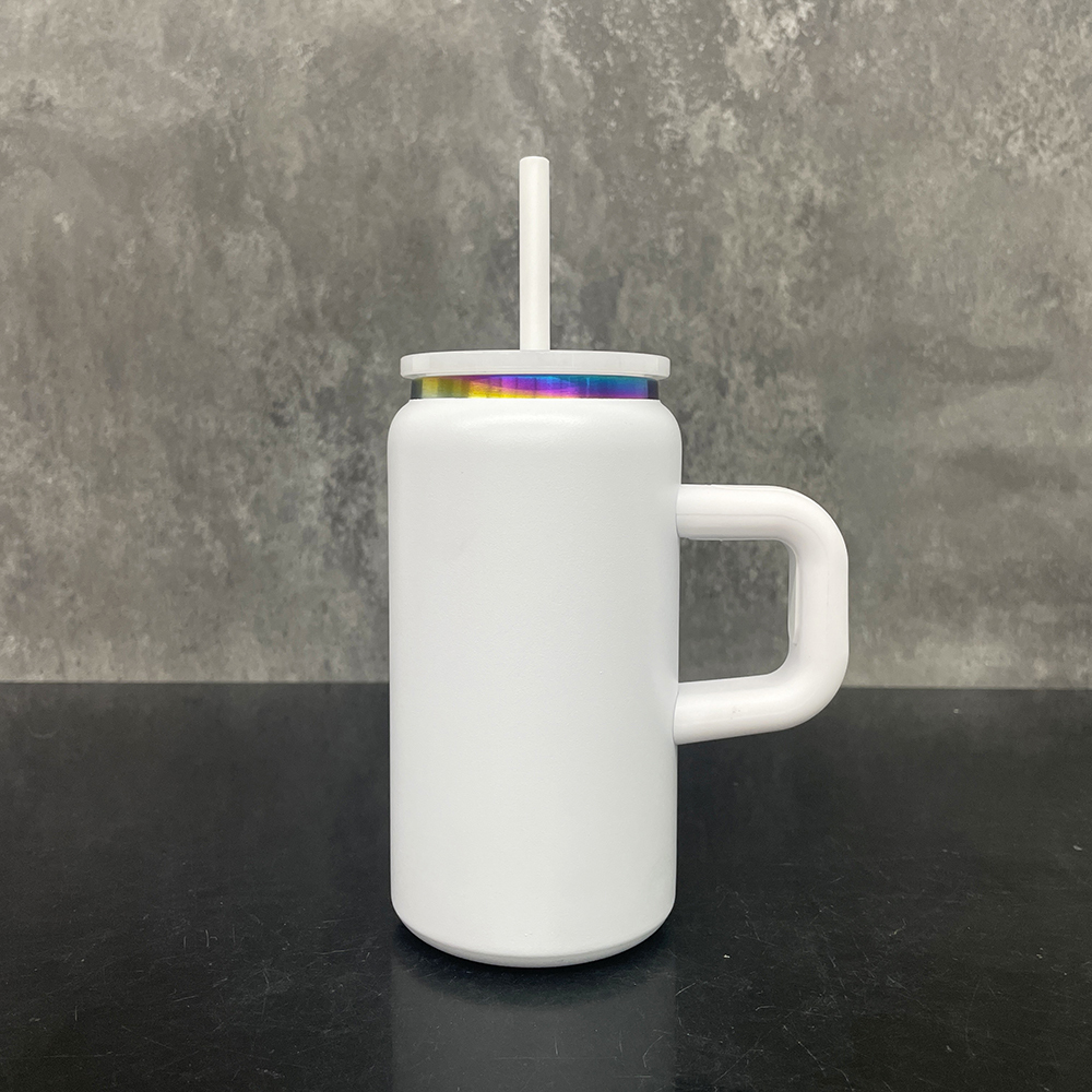 6pcs/12pcs YIPAI USA Warehouse 16oz Rainbow Plated  Black&White Stainless Steel Can with Handle for Laser Engraving