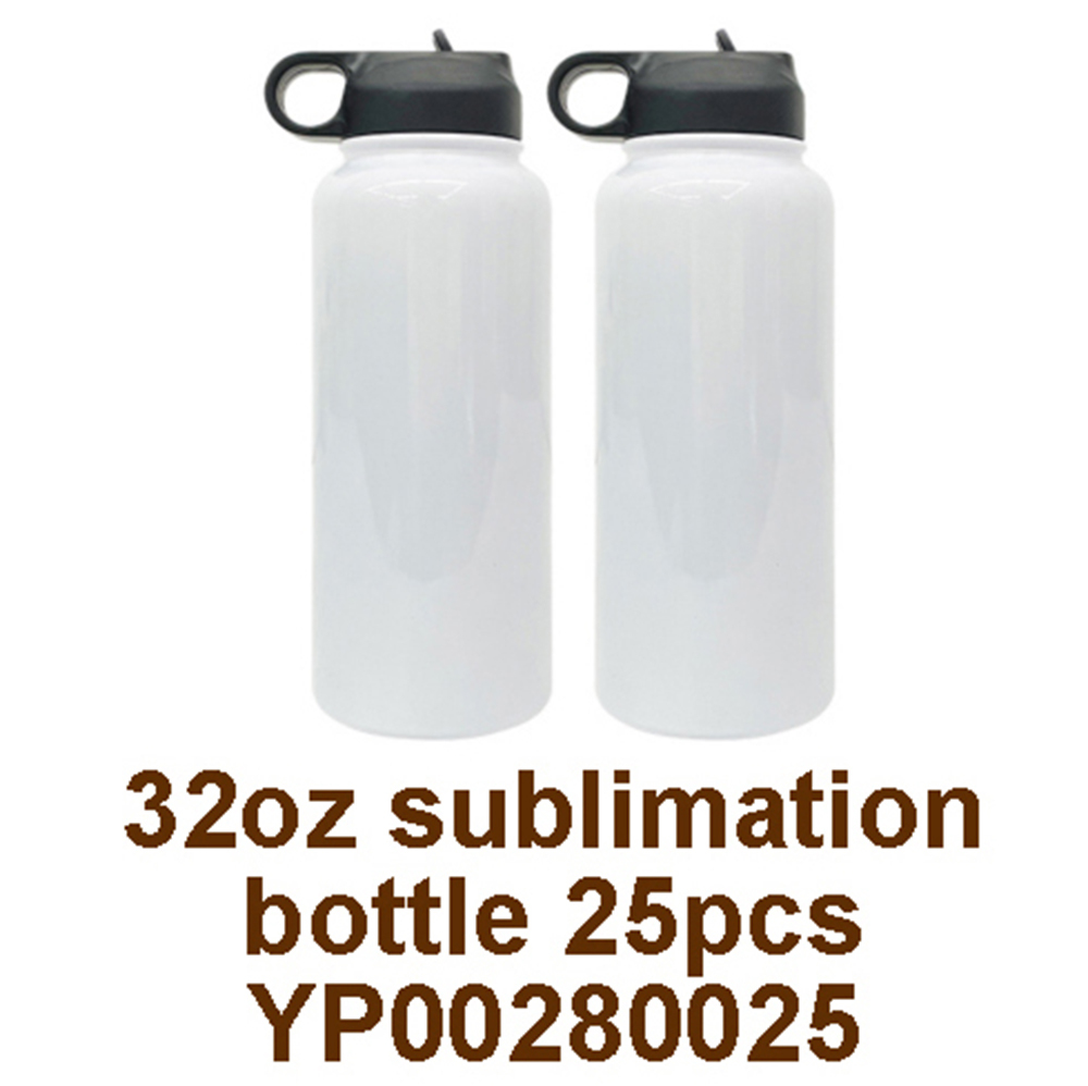 25pcs YIPAI USA Warehouse Black White 32oz Stainless Steel Water Bottle for Sublimation
