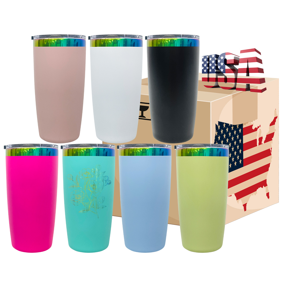25 Pack YIPAI USA Warehouse Mini Size Rainbow Underneath 10oz Coffee Mugs with Magnetic Lids for Laser Engraving