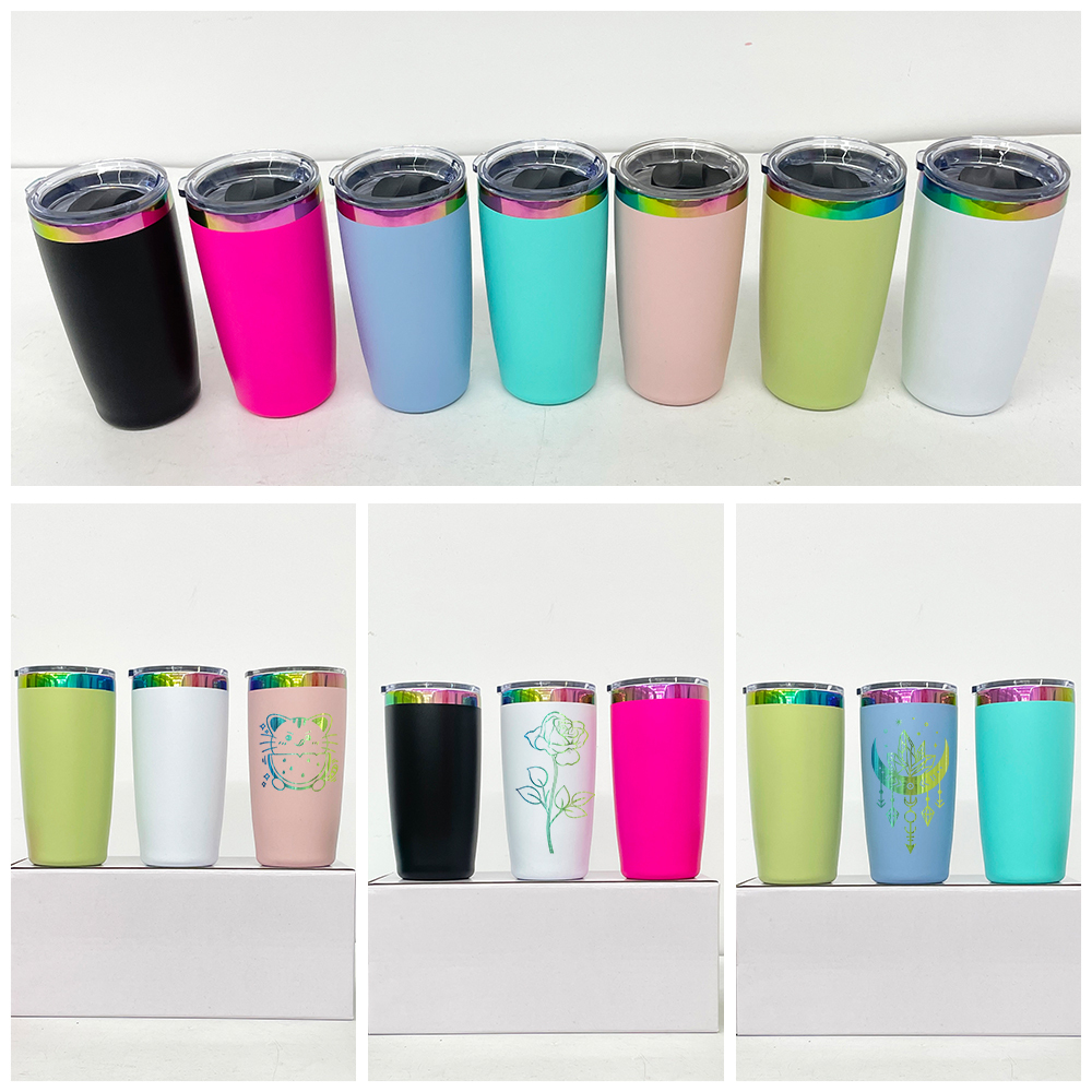 20 Pack YIPAI China Warehouse Mini Size Rainbow Underneath 10oz Coffee Mugs with Magnetic Lids for Laser Engraving