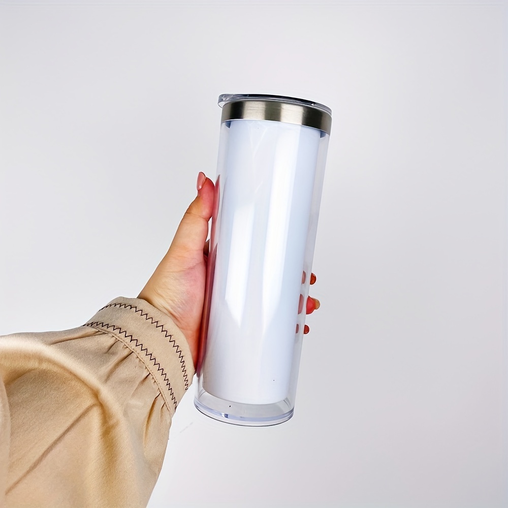 25 Pack YIPAI USA Warehouse 20oz Sublimation Blanks Pre Drilled Double Wall Metal Snow Globe Tumblers Plastic Outside White Stainless Steel Inside