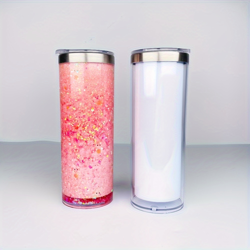 25 Pack YIPAI USA Warehouse 20oz Sublimation Blanks Pre Drilled Double Wall Metal Snow Globe Tumblers Plastic Outside White Stainless Steel Inside