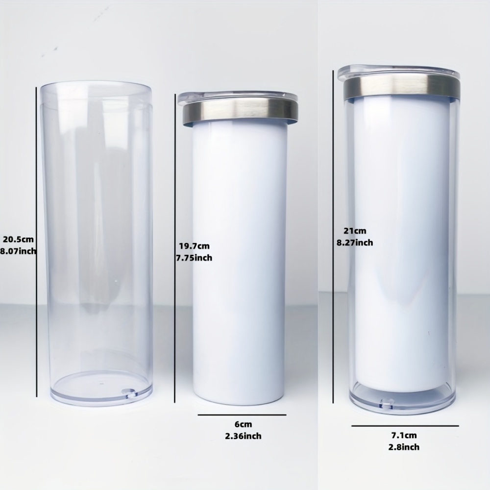 25 Pack YIPAI USA Warehouse 20oz Sublimation Blanks Pre Drilled Double Wall Metal Snow Globe Tumblers Plastic Outside White Stainless Steel Inside