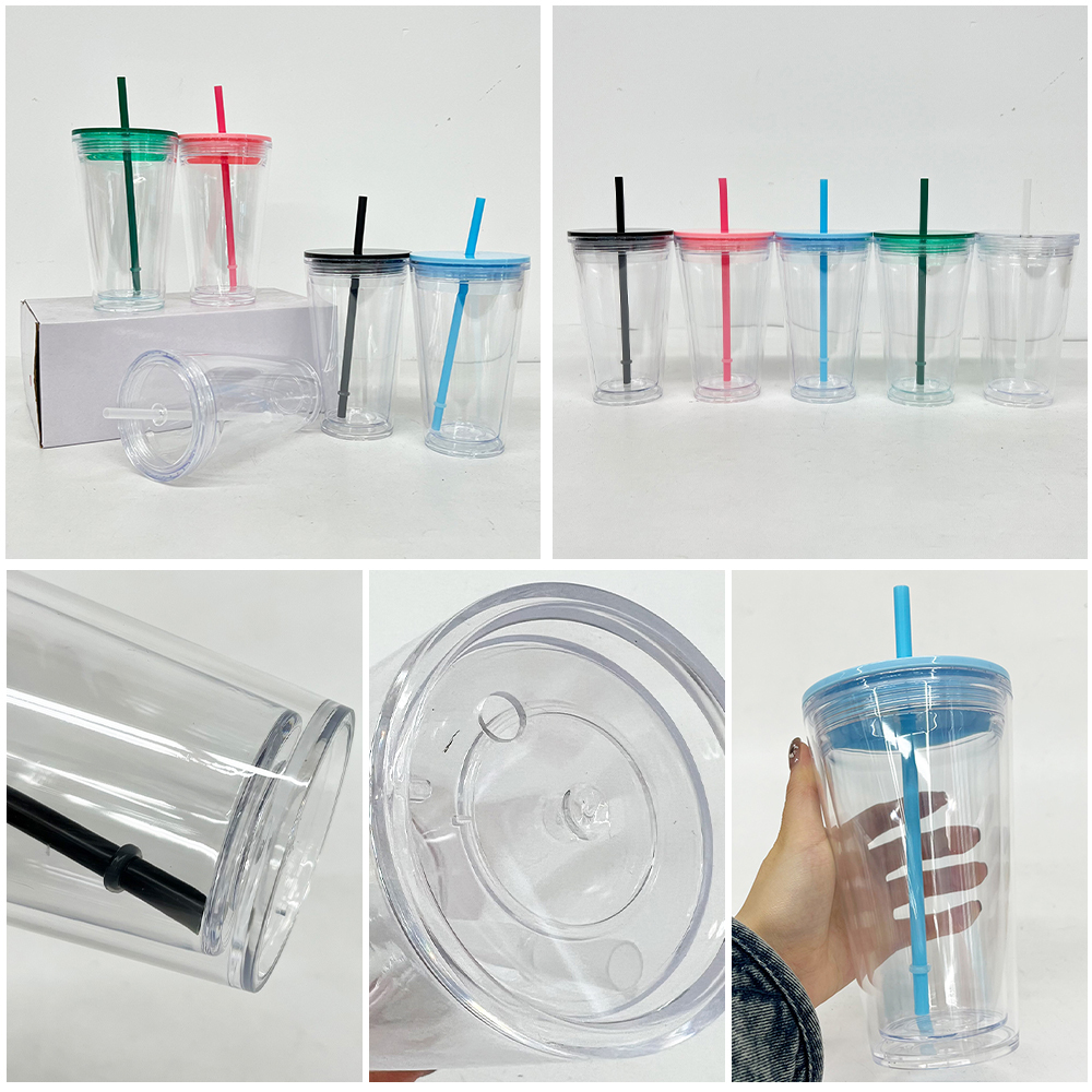 25 Pack YIPAI China Warehouse 16oz Clear Pre Drilled Snow Globe Double Wall Plastic Acrylic Tumbler Sold for UV DTF Wraps