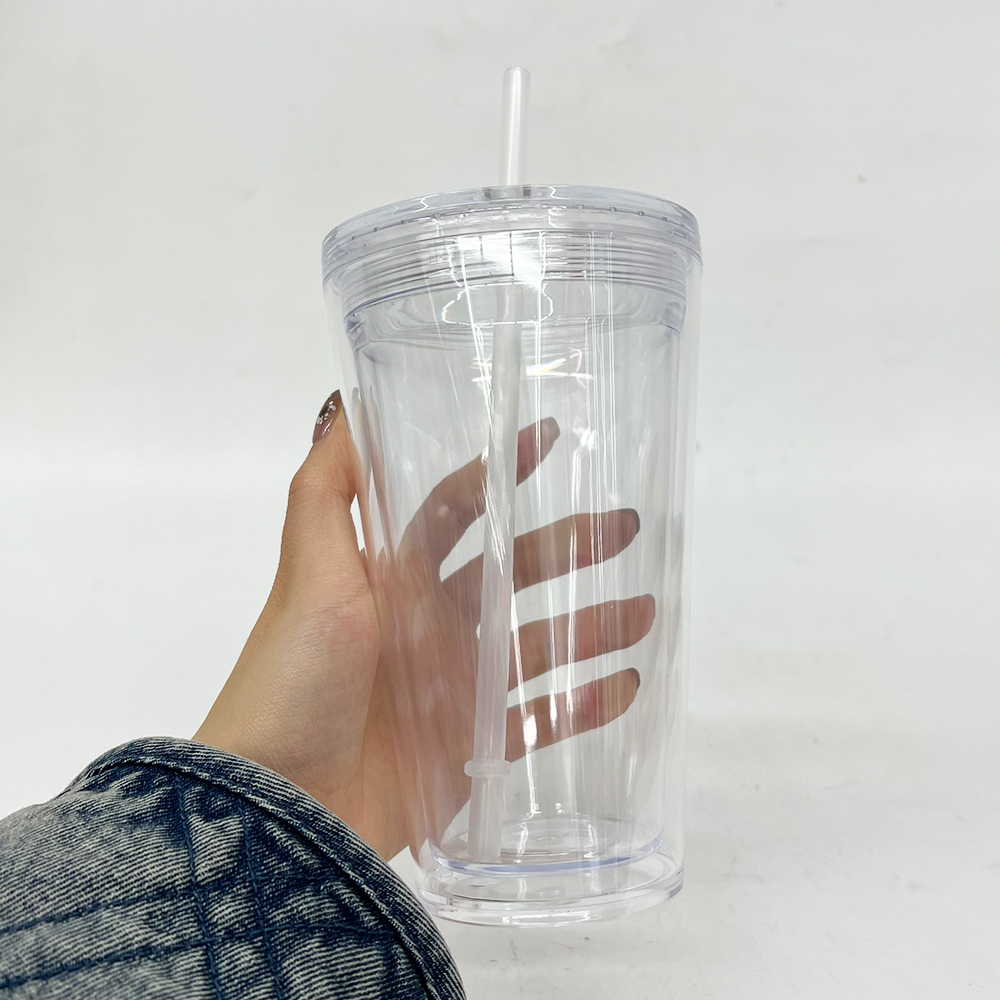25 Pack YIPAI China Warehouse 16oz Clear Pre Drilled Snow Globe Double Wall Plastic Acrylic Tumbler Sold for UV DTF Wraps