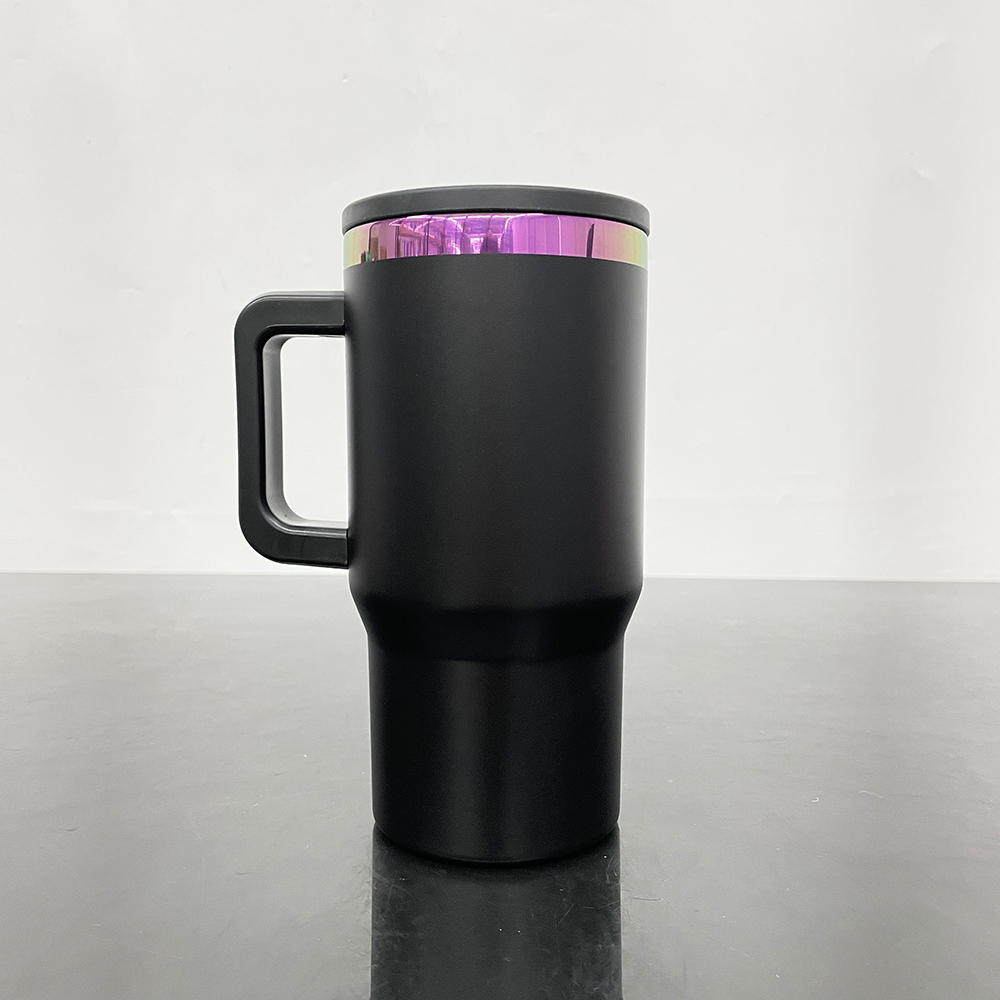 25 Pack YIPAI USA Warehouse Black White 20oz Kids Stainless Steel Leak Proof Straw Lids Rainbow Plated Underneath Power Coated Tumblers for Laser Engraving