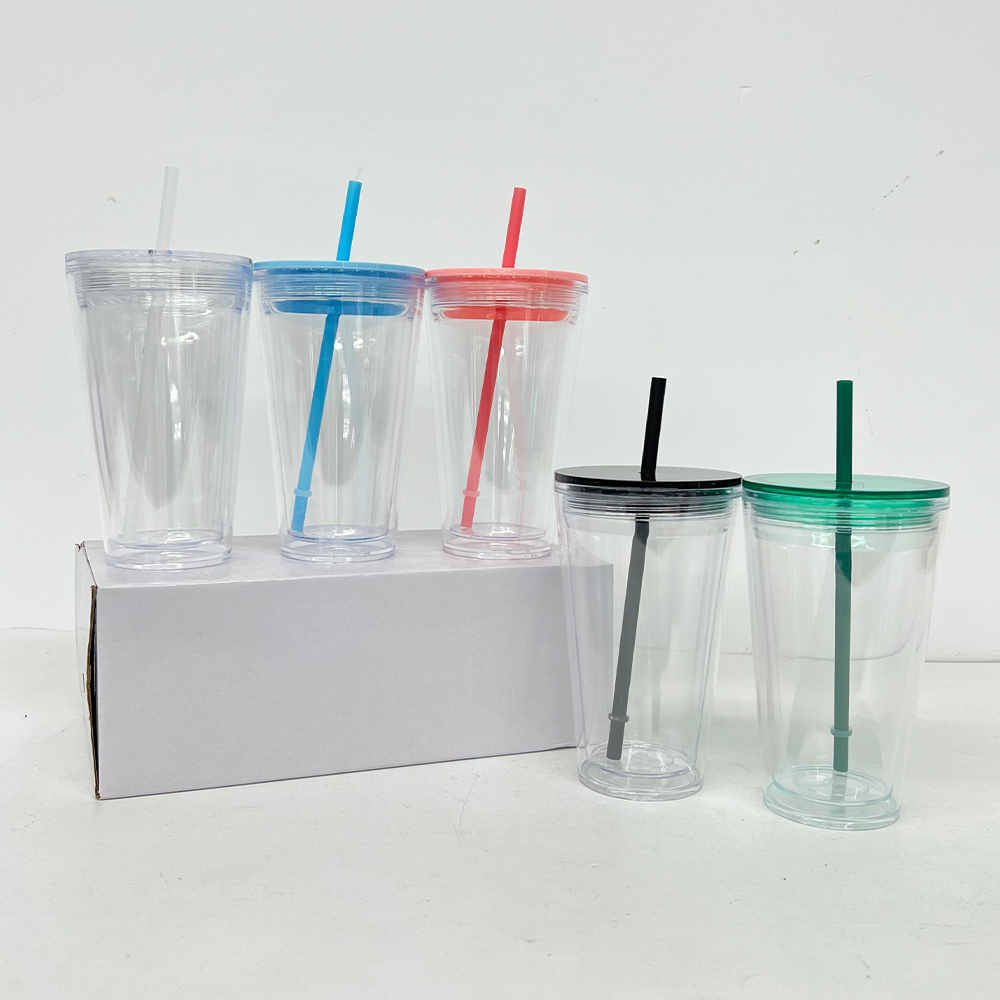 25 Pack YIPAI China Warehouse 16oz Clear Pre Drilled Snow Globe Double Wall Plastic Acrylic Tumbler Sold for UV DTF Wraps
