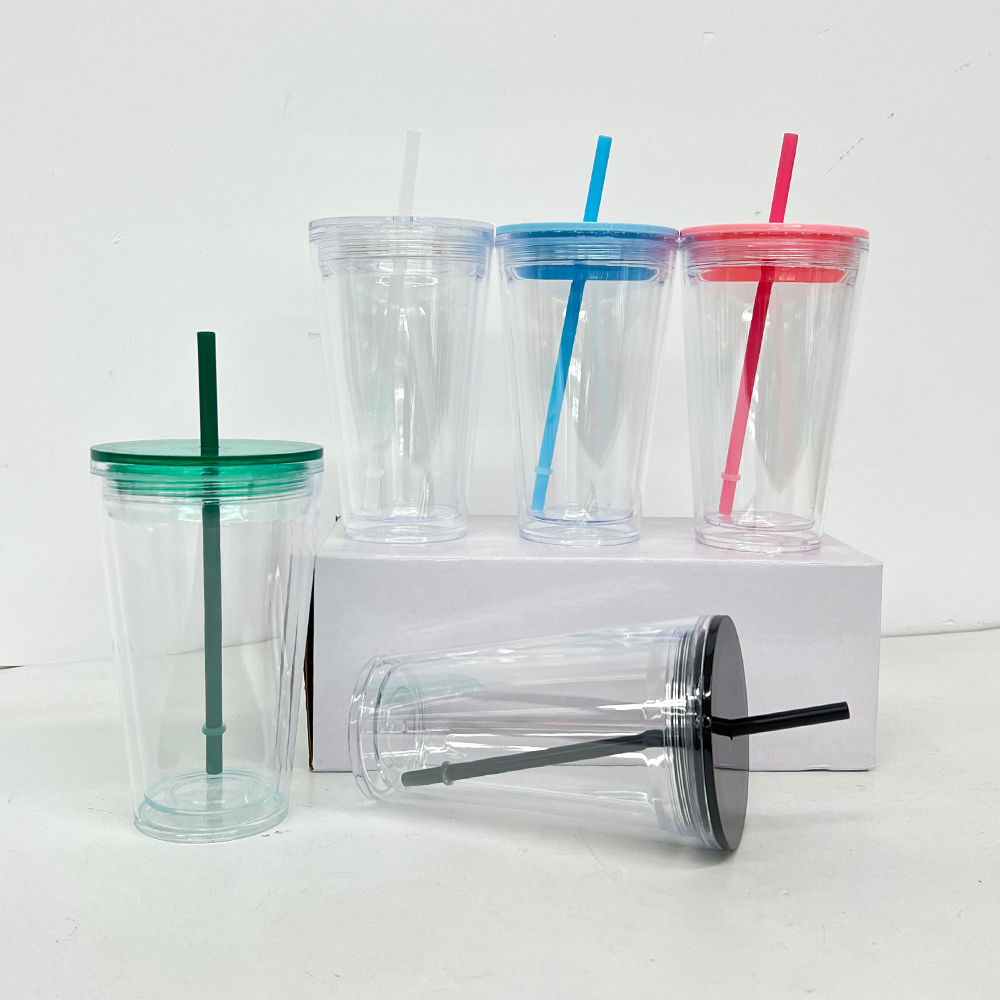 25 Pack YIPAI China Warehouse 16oz Clear Pre Drilled Snow Globe Double Wall Plastic Acrylic Tumbler Sold for UV DTF Wraps