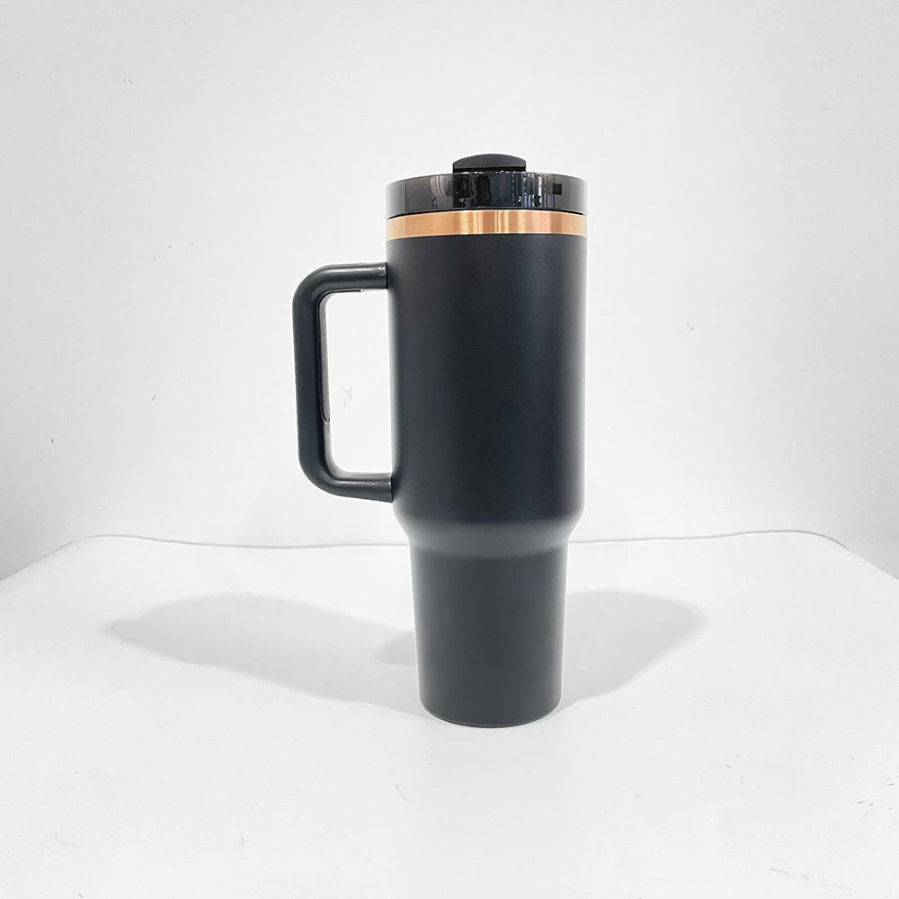 25 Pack YIPAI USA Warehouse Black 40oz Copper Plating Quencher Tumblers with Handle For Laser Engraving