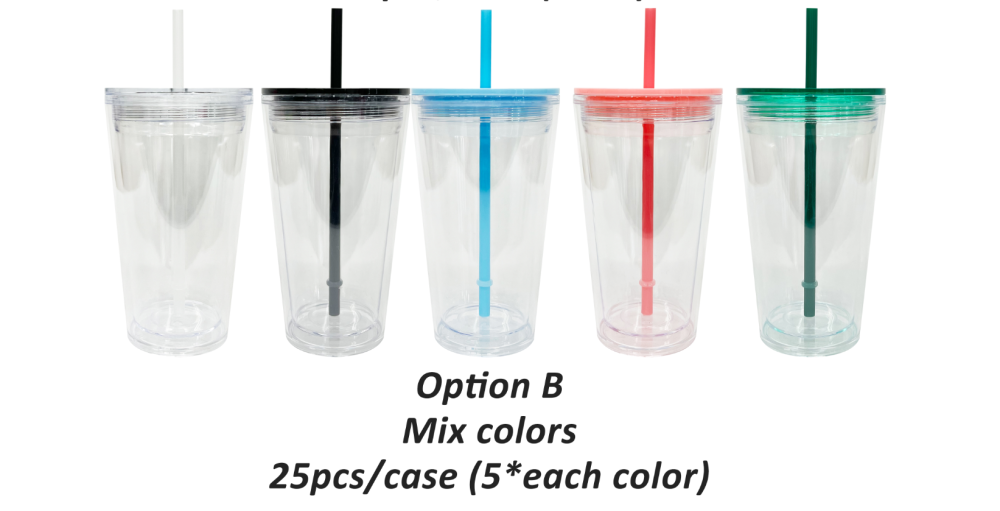 25 Pack YIPAI China Warehouse 16oz Clear Pre Drilled Snow Globe Double Wall Plastic Acrylic Tumbler Sold for UV DTF Wraps