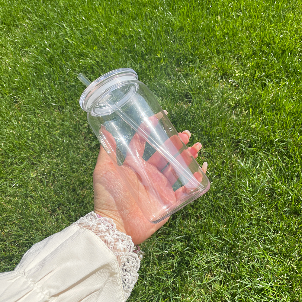 50 Pack YIPAI USA Warehouse 16oz Acylic Plastic Cup With Clear Plastic Lids for Uv Dtf Wraps Same Shape Size As Glass Can
