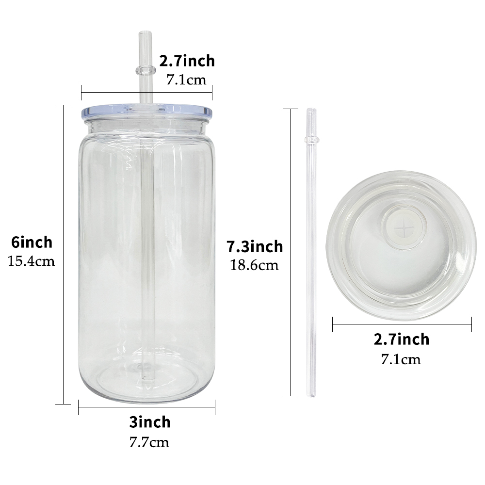 50 Pack YIPAI USA Warehouse 16oz Acylic Plastic Cup With Clear Plastic Lids for Uv Dtf Wraps Same Shape Size As Glass Can