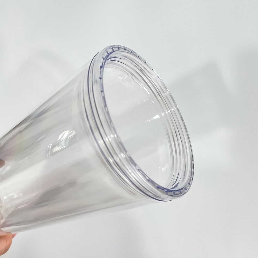 20 Pack YIPAI China Warehouse 24oz Clear Transparent Pre Drilled Snow Globe Double Wall Plastic Acrylic Tumbler Boba Cups Sold By Case