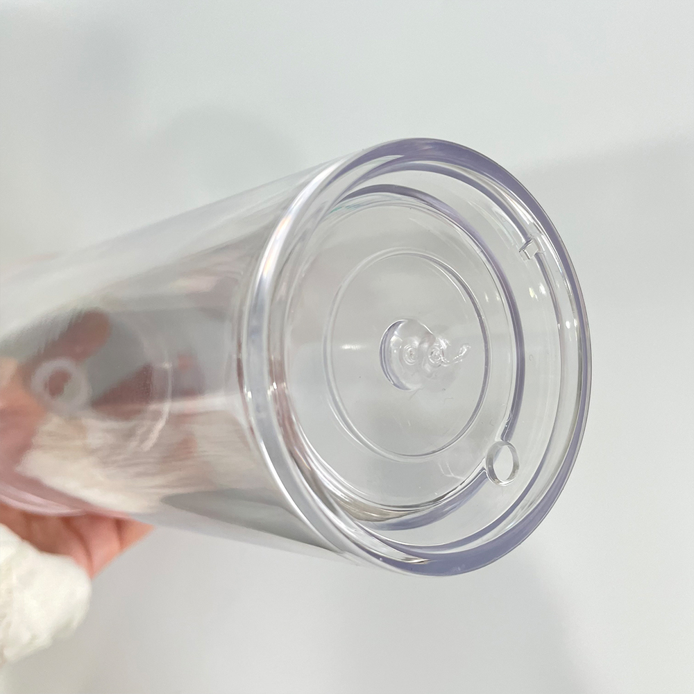 20 Pack YIPAI China Warehouse 24oz Clear Transparent Pre Drilled Snow Globe Double Wall Plastic Acrylic Tumbler Boba Cups Sold By Case