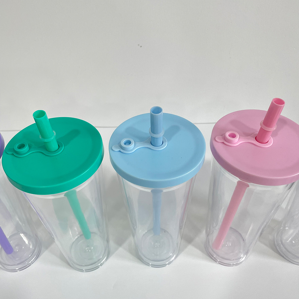 20 Pack YIPAI China Warehouse 24oz Clear Transparent Pre Drilled Snow Globe Double Wall Plastic Acrylic Tumbler Boba Cups Sold By Case