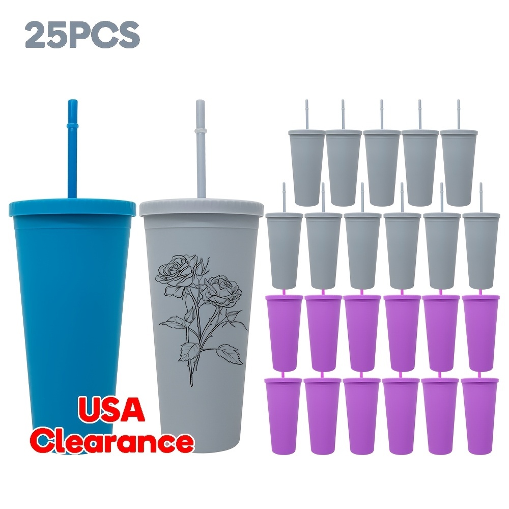 25 Pack YIPAI USA Warehouse 22oz Plastic Rubber Paint Tumbler