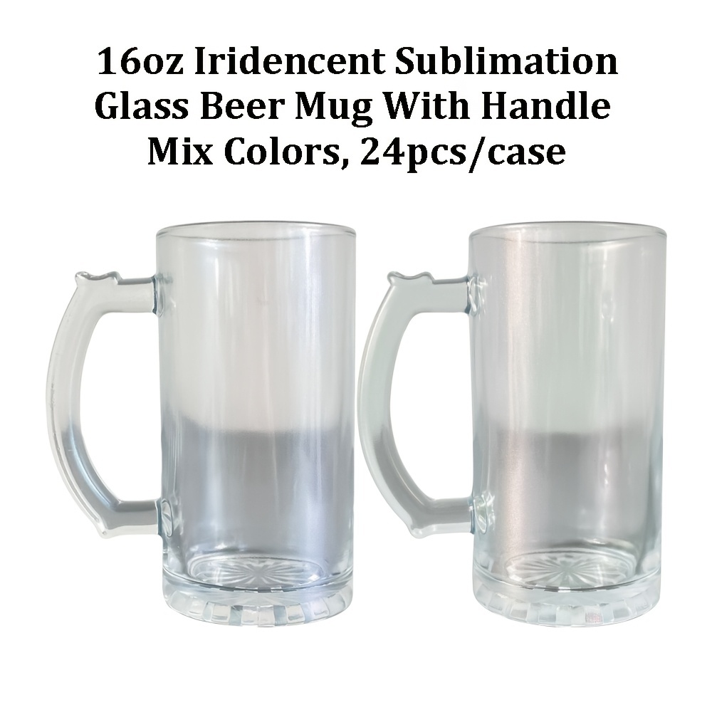 24 Pack YIPAI USA Warehouse 16oz Blank Sublimation Iridescent Mix Colors Glass Beer Mug With Handle