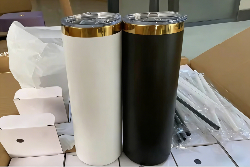 25 Pack YIPAI USA Warehouse Powder Coated Stainless Steel 20oz Mirror Gold Plated Straight Skinny Tumblers for Laser Engraving
