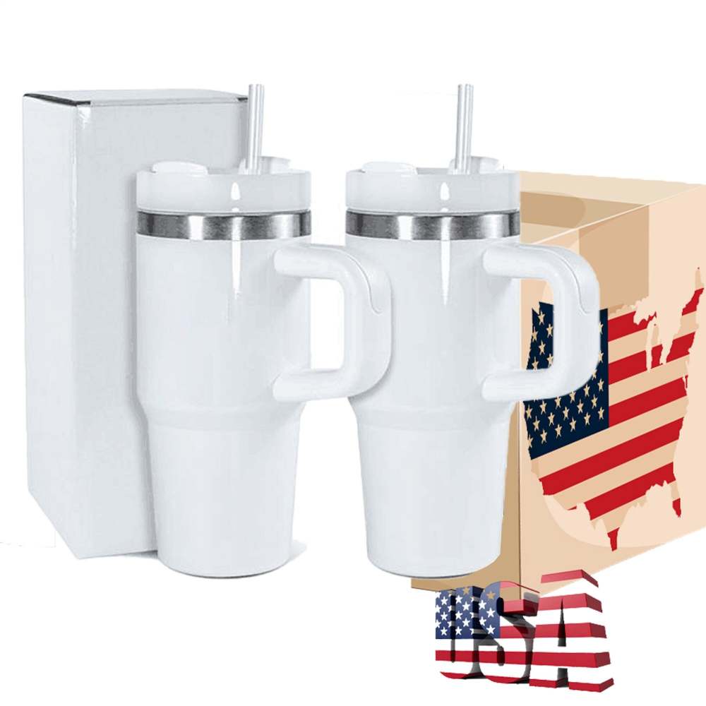 25 Pack YIPAI USA Warehouse 14oz Kids Baby White Color Tumblers with Handle for Sublimation and UV DTF Wraps