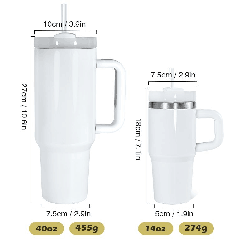 25 Pack YIPAI USA Warehouse 14oz Kids Baby White Color Tumblers with Handle for Sublimation and UV DTF Wraps