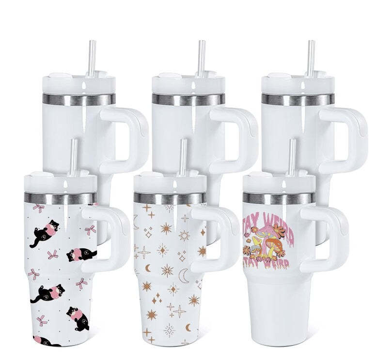 25 Pack YIPAI USA Warehouse 14oz Kids Baby White Color Tumblers with Handle for Sublimation and UV DTF Wraps